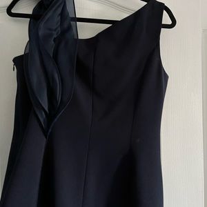 Formal knee length navy crepe and organza dress.